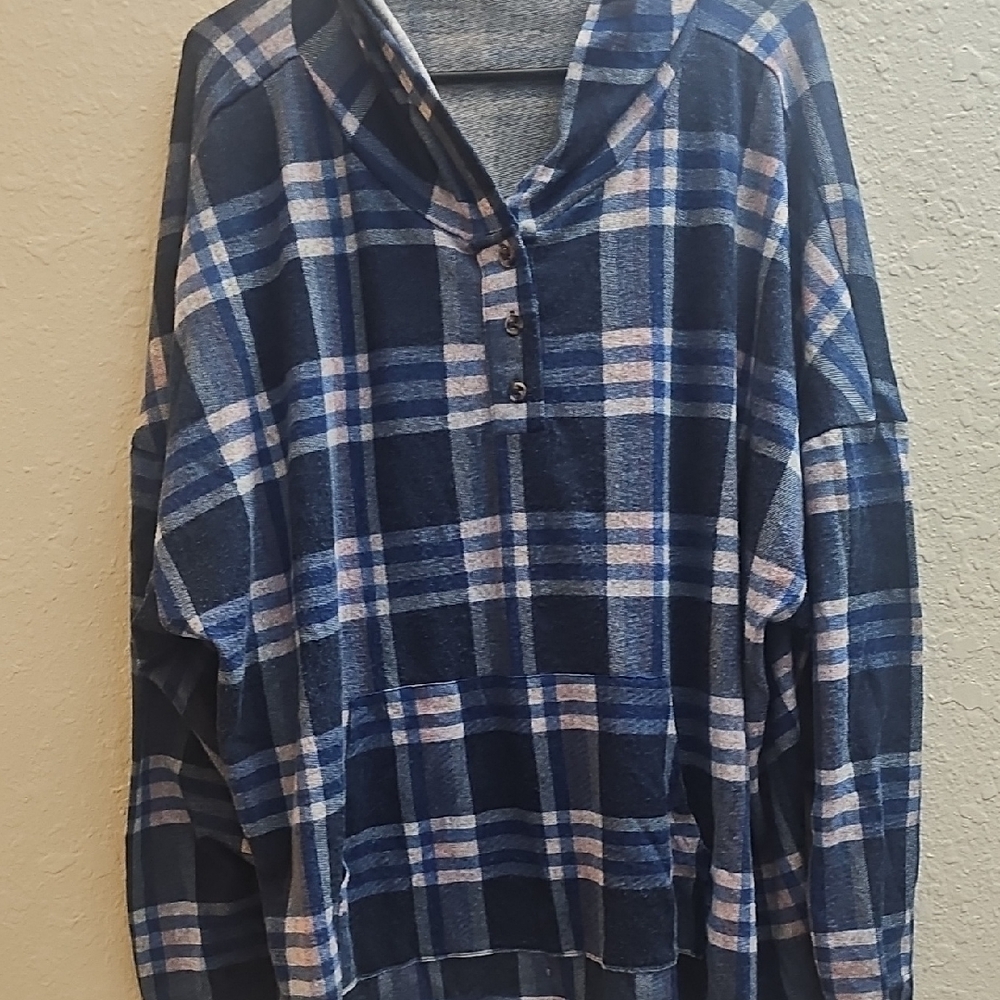 Paper Tee Blue Plaid Women's Top